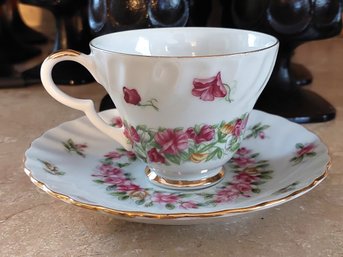 Lefton China Sweet Pea Tea Cup And Saucer