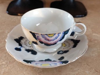 Made In Japan Blue Pink Tea Cup And Saucer