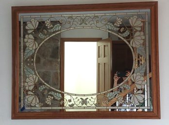 Large 43'x34' Wall Tiffany Rose Etched Mirror