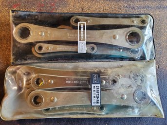 Vintage Sears Craftsman USA SAE & Metric Ratcheting Box Wrench Sets W/ Pouches