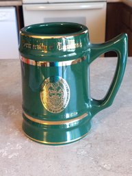 Vintage Dark Green Ceramic Beer Stein Features The Seal Of The University Of Tennessee, Knoxville