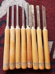 Vintage Great Neck USA 8-Piece Tool Steel Wood Lathe Turning Chisel Set