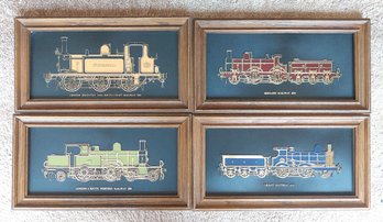 Vintage Set Of 4 Frank Down Ltd. Steam Locomotive Train Plaques