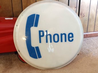 Circle Telephone Phone Booth Sign Bell Telephone Blue Letters AT&T Bell
