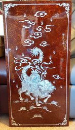 Dragon/Kilin Antique Panel Red Brown Lacquer  Mother Of Pearl Wall Hanging