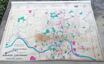 Hearne Brothers Greater Cincinnati Hamilton County Wall Hanging Map