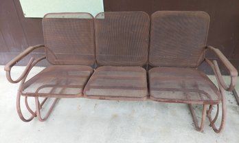 Vintage Glider And Chair, Mid Century, MCM, Bouncy Steel Mesh