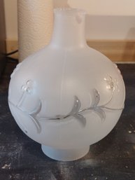 Vintage Frosted Glass FLoral Hurricane