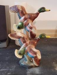 Mallard Ducks In Flight Figurine Vintage Cottagecore