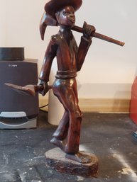 19' Hand Carved Man Going To Work Solid Wood