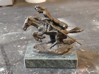 Frederic Remington, 'Cheyenne' Bronze Sculpture Statue Marble Native American