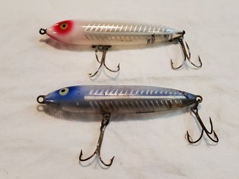 Two Vintage Heddon Zara-Spook Translucent Fishing Lures