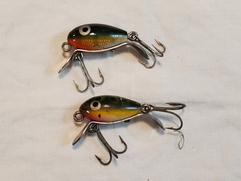 Pair Vintage Shakespeare Punkin Seed Minnow Wood Fishing Lures Marked Made In USA