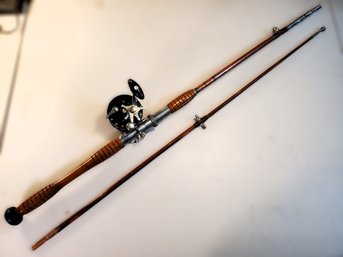 Vintage Montague Genuine Tonkin Split Bamboo Casting Rod W/ Jalmore Fishing Reel