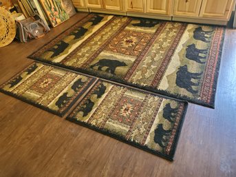 3 Piece Bear Cabin Rug Set