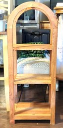 Arched Bookshelf Plant Stand 3-shelf Open Display Unit  Natural Wood Frame Curved Arch Design Farmhouse