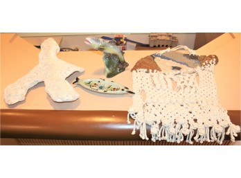 Decorative Art - 1987 Signed Ceramic Wall Art, Jim Beam Decanter, Fish Tray & MORE - Lot Of 4!! BSMT Item #171