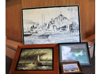 Vintage Nautical Themed Artwork - Lot Of 4!! BSMT Item #202