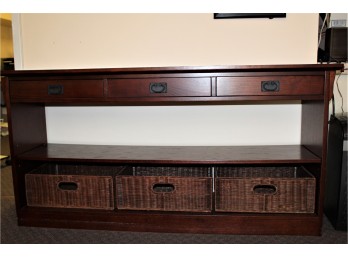 Vintage Cabinet W/ 3 Whicker Baskets For Extra Chic Storage! - Item #140 BSMT