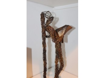 Paco Valle Mid Century Copper Wire Sculpture - Man Reading Newspaper - Signed!! BSMT Item #131