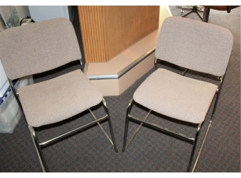 Vintage Chrome & Fabric Stacking Chairs - Lot Of 2! - Item #141 BSMT