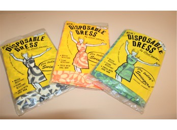 NEW Vintage Cast Aways Disposable Dresses - Lot Of 3- SZ 15 To 18 - RETRO & RARE INDEED!! - Item #155 BSMT