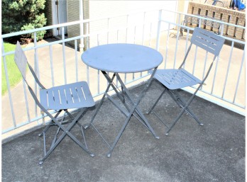 Metal Folding Cafe Table W/ 2 Chairs - Lot Of 3!! DECK Item #222
