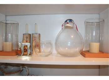 Mixed Lot Of Glass Vases, Candles, Candle Holders & Glass Bowls!! BSMT Item #129