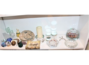 Mixed Lot Of Decorative Items - Crystal Ash Trays, Paper Weights, Bowls & MORE!! BSMT Item #166