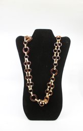 YVES SAINT LAURENT BAKELITE TORTOISE / GOLD TONE BELT / NECKLACE - MARKED - YSL - LENGTH 35.5' - ITEM #121 B2