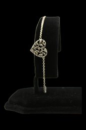 TIFFANY & CO. PALOMA PICASSO OLIVE LEAF HEART STERLING SILVER BRACELET - MARKED T&CO. 925 - 7.5'- ITEM #199 B3
