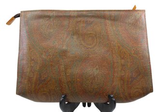 ETRO AUTHENTIC VINTAGE ENVELOPE / SATCHEL / POUCH BAG - PAISLEY DESIGN - MADE IN ITALY - LEATHER - ITEM #349B4