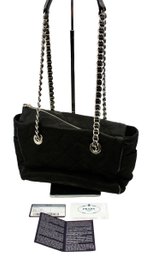 PRADA IMPUNTURATO QUILTED NYLON & LEATHER TESSUTO BLACK BAG - METAL CHAINS - AUTHENTIC - BR2657 - ITEM #351 B4