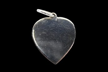 TIFFANY & CO. VINTAGE STERLING SILVER HEART PENDANT - 1' - ORIGINAL BLUE DRAWSTRING DUSTBAG - ITEM #116 B2