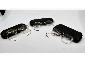ANTIQUE Spectacles - Lot Of 3 - GOLD FILLED!! Item #328 BOX