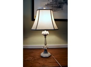 Antique Beautiful White Flower Design Lamp W/ Shade Included!! Item #165 BR2