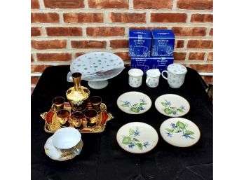 VINTAGE Lot Of ANDREA Cake Platter & Tea Strainer Covered Mugs, FRANCISCHI Tea Cup Set & MORE!! Item#106 GAR