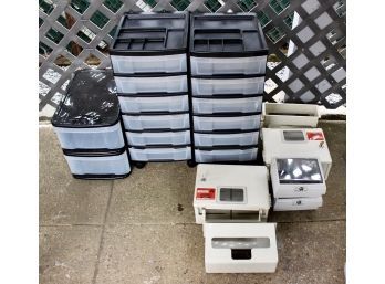 MIXED LOT Of Plastic Rolling Storage Bins & Sharps Containers W/ Keys - LOT OF 8!! Item#16 GAR