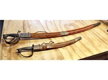 VINTAGE Decorative Swords - Made In India - Beautiful Fabric Cover - Lot Of 2!! Item#77 GAR