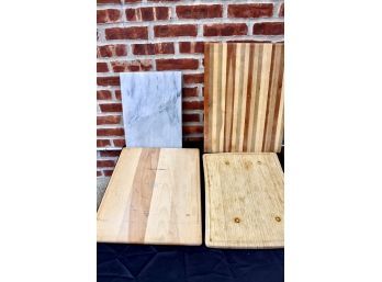 Mixed Lot Of Cutting Boards - Wood, Butcher Block & Marble - LOT OF 4!! Item#92 GAR