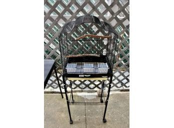 Black Rolling Metal Bird Cage - GREAT HOME FOR ANY BIRD!! Item#14 GAR
