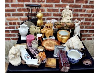 MIXED DECORATIVE LOT - Vases, Book Ends, Decorative Boxes, Statues, Plates & MORE! Item#100 GAR