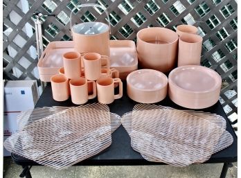 KASEN PETER PAN IND. Mid Century Modern Pink Melamine Serving Set For 8 - AMAZING COLLECTION!! Item#35 GAR