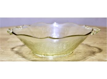 VINTAGE DEPRESSION GLASS BOWL - AMAZING YELLOW COLOR & CUT - CLASSIC & WANTED! Item#154 KITC