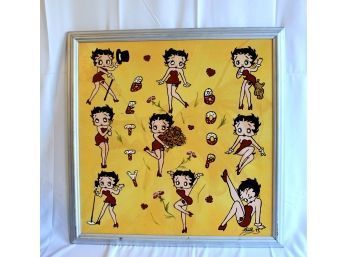 VINTAGE SIGNED BILL 1999 'Betty Boop' Framed Art - Oil On Canvas - Lot Of 2 - UNIQUE! Item#35 RM2