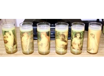 MID CENTURY MODERN GLASSES HI-BALLS/ CUPS - SET OF 6  - GREAT CONDITION - RETRO & SO RARE! Item#150 KITC