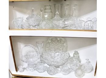 VINTAGE CRYSTAL & GLASS LOT - Bowls, Decanters, Vases, Serving Plates & MORE! Item#103 KITC