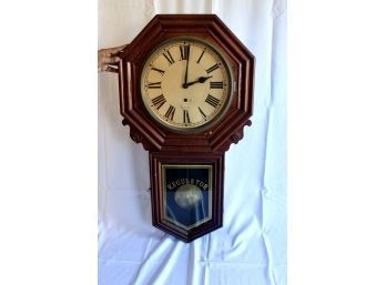ANTIQUE THE NEW HAVEN CLOCK CO. - REGULATOR WALL MANTLE CLOCK - ORIGINAL KEY INCLUDED! Item#29 LV