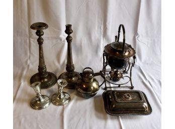 VINTAGE SILVER PLATED & PEWTER MIXED LOT - Candleholders, Trays & MORE! Item#102 RM2