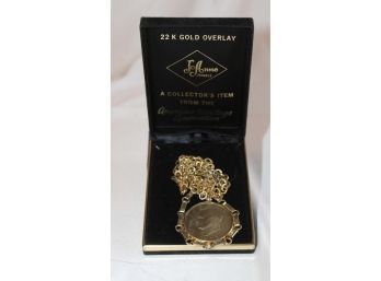 VINTAGE AMERICAN HERITAGE ASSOCIATION 1972 ROOSEVELT SILVER DOLLAR Chained - 22K Overlay!! Item#121 LVCL